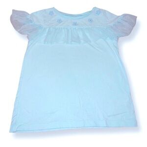 CARTERS Girls Light Blue T Shirt With Frill Sleeves Size 10